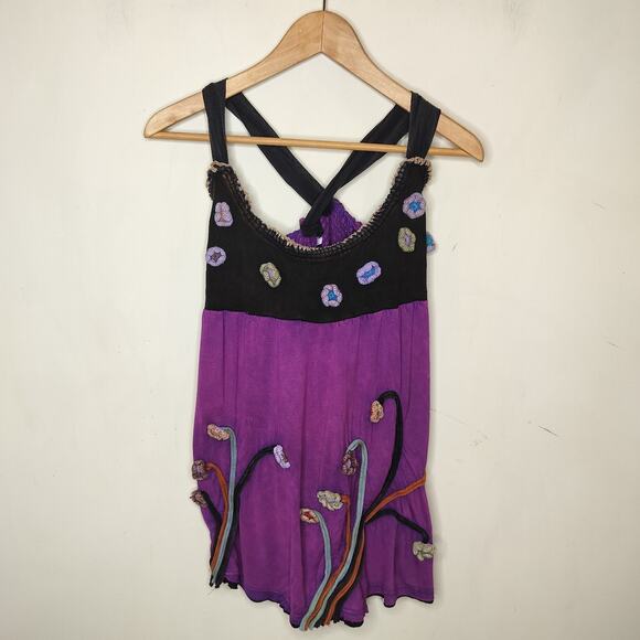 Rising International Tank Top Crochet Flower Boho Hippie - Picture 1 of 8